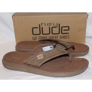 NWT Hey Dude Men's Sami Saddle‎ Sandals, brown-Size 14